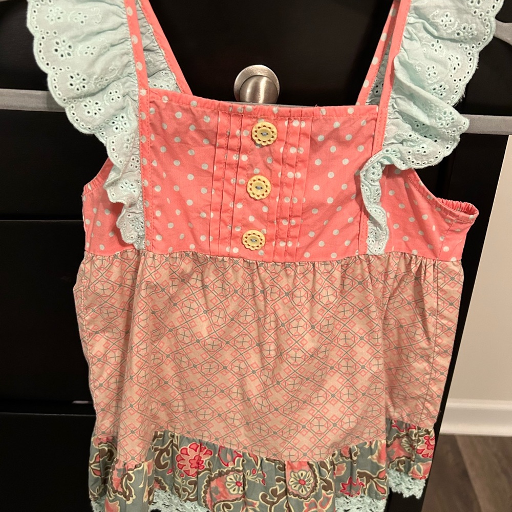 Matilda Jane Girls' Pink and Green Ruffle Top